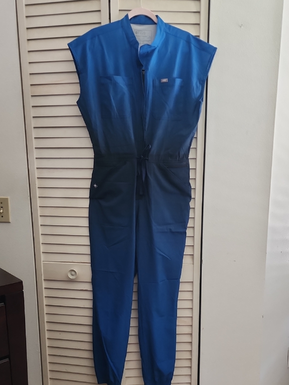 Figs LIMITED EDITION OMBRE Blue Sleeveless Utility Jumpsuit with A DRAWSTRING